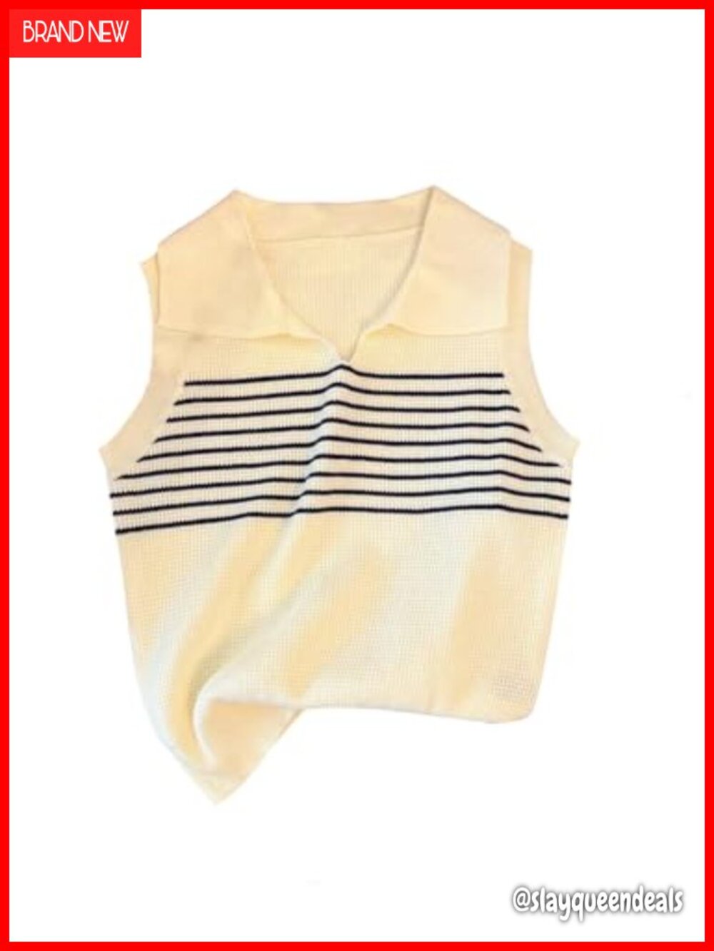 Striped Sweater Vest Sleeveless Collared Business Casual Top